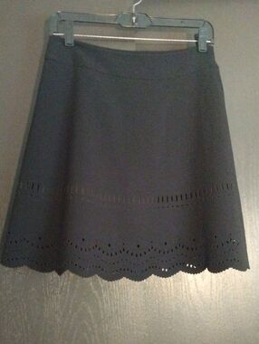 LOFT Black A-Line Skirt with Eyelet Hem
